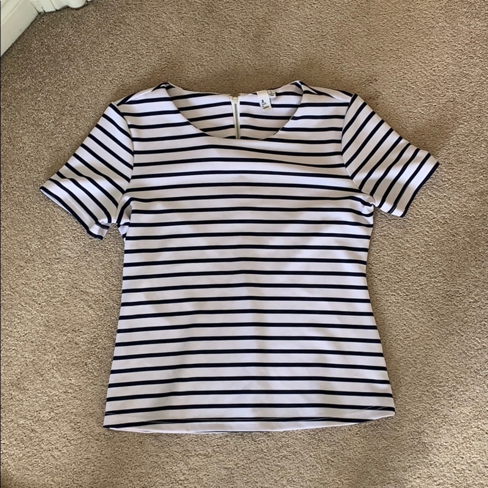 Navy and White Striped Shirt